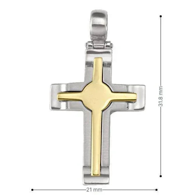 14k White and Yellow Gold Fancy Religious Italian Cross