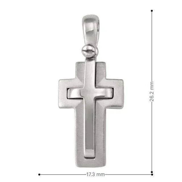 14 Karat White Gold Religious Italian Cross