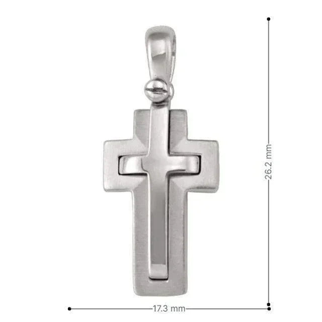 14 Karat White Gold Religious Italian Cross