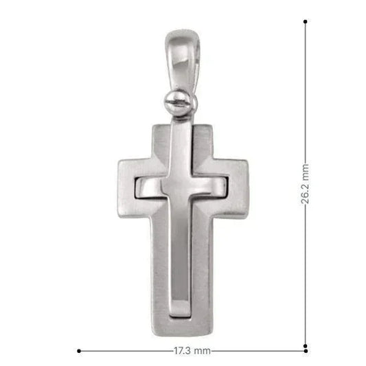 14 Karat White Gold Religious Italian Cross