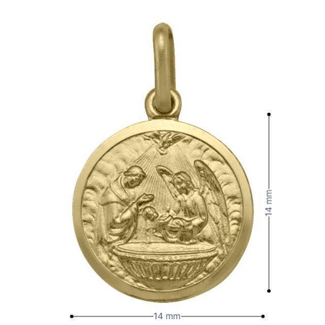 10, 14 Karat Yellow Gold Solid Baptism Medalion