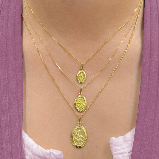 10, 14 Karat Yellow Gold Solid Saint Christopher Medallion