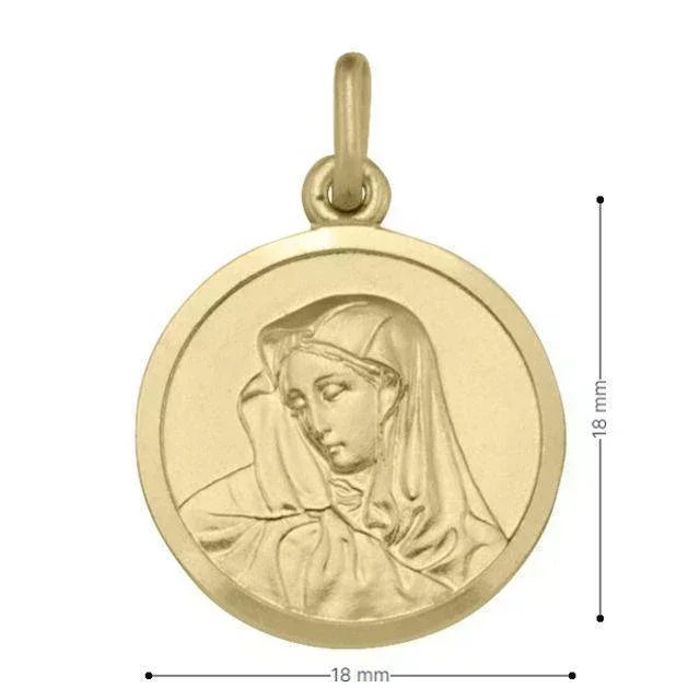 10, 14 Karat Yellow Gold Solid Madonna Medalion.