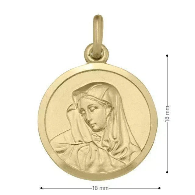 10, 14 Karat Yellow Gold Solid Madonna Medalion.