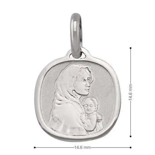 14 Karat White Gold Solid Madonna Medalion.