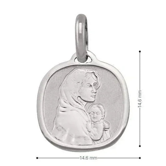 14 Karat White Gold Solid Madonna Medalion.