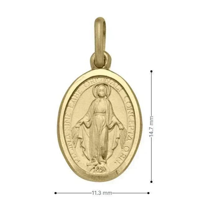 10, 14 Karat Yellow Gold Solid Miraculous Regular Medalion