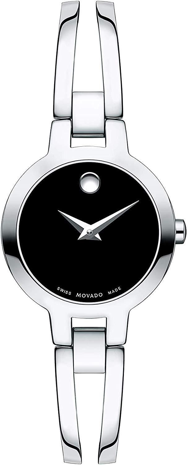 Movado Amorosa Black Dial Stainless Steel Women&#39;s Watch 0607153