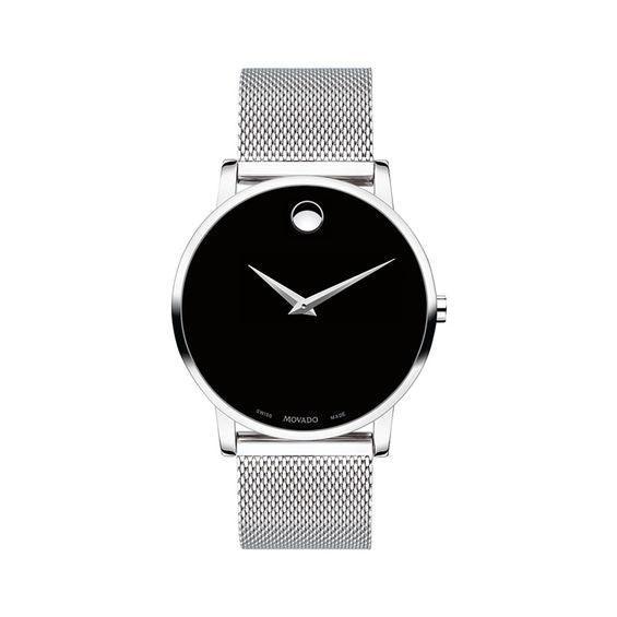 Movado watch men's outlet silver black face