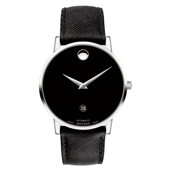 Movado Museum Classic Automatic Black Dial Leather Watch 40mm