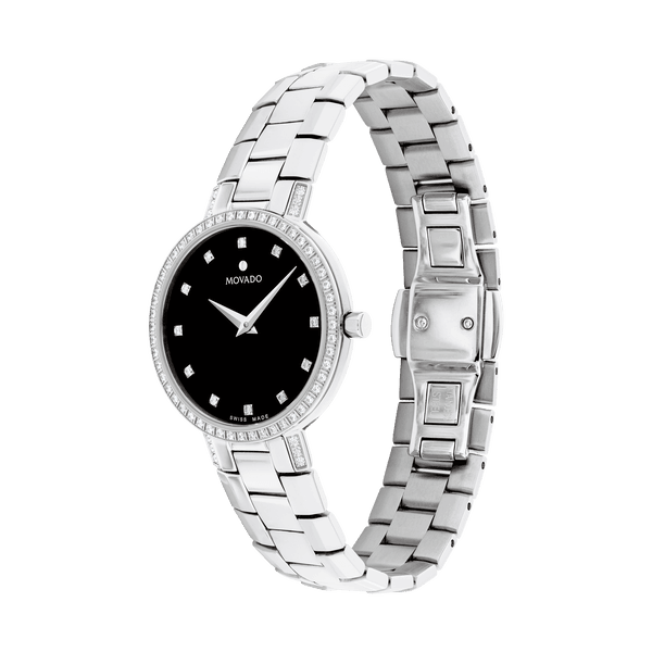 Black movado diamond watch clearance