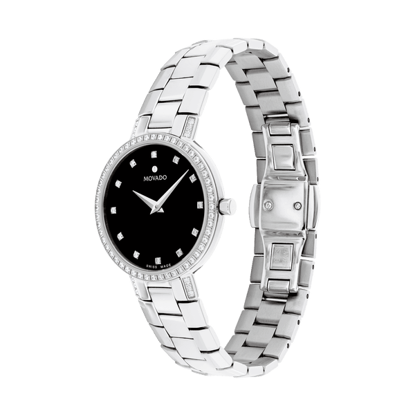 Black movado diamond watch best sale