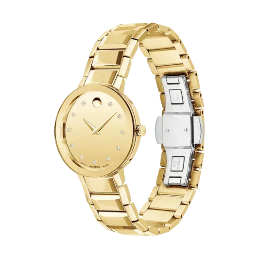 Movado Quartz Diamond Gold Dial Women's Watch 0607550