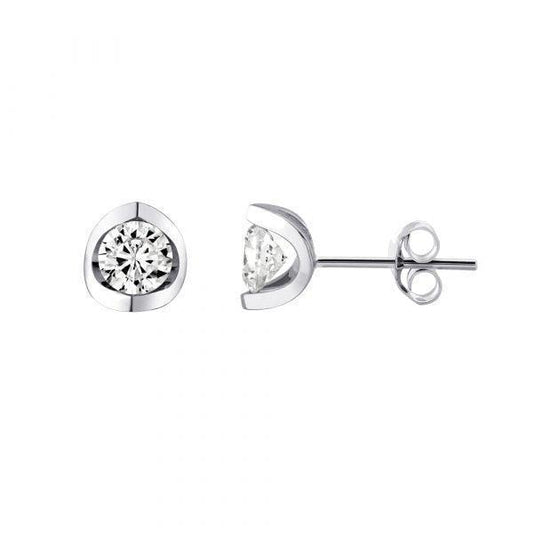 Canadian Diamond 0.20ct Solitaire Earrings in Tension Set in 14K White Gold