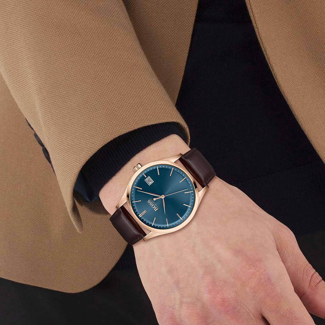 Hugo Boss 1513832 Commissioner Brown Leather Quartz Men's Watch