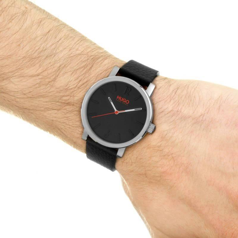 Hugo Boss 1530115 Rase Black Dial Black Leather Quartz Men's Watch