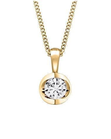 Canadian Diamond 0.15ct Solitaire Pendant in Tension Set in 14K Yellow Gold