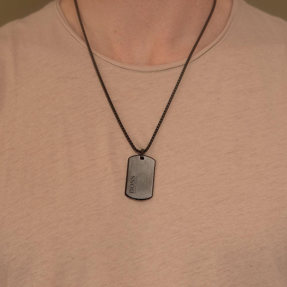 Hugo Boss ID Black Ionic Plated Mens Necklace
