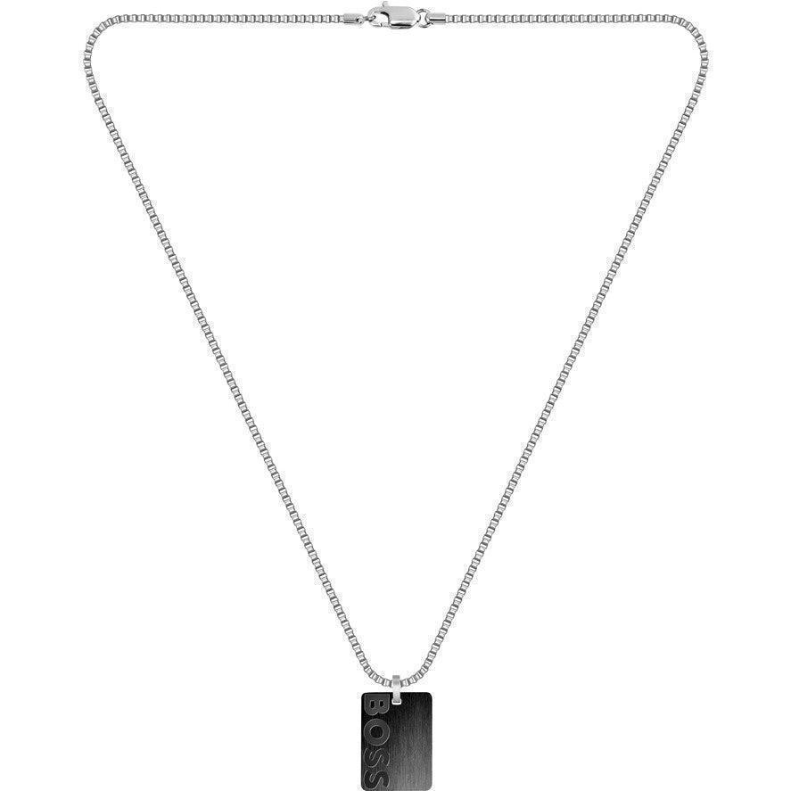 Hugo Boss Jewellery Men's Stainless Steel Reversible Dog Tag Necklace 1580302