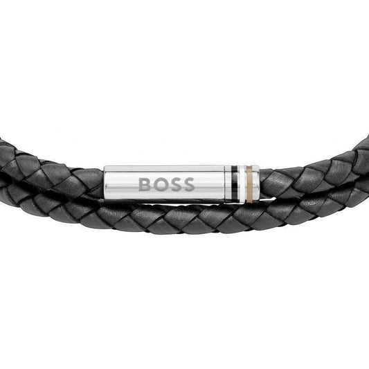 Hugo Boss Jewellery Men's Ares Black Braided Double Leather Bracelet 1580489M