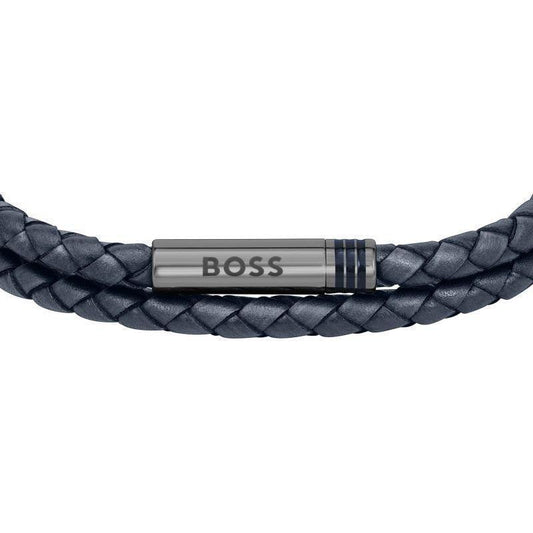 Hugo Boss Jewellery Men's Ares Blue Braided Double Leather Bracelet 1580494M