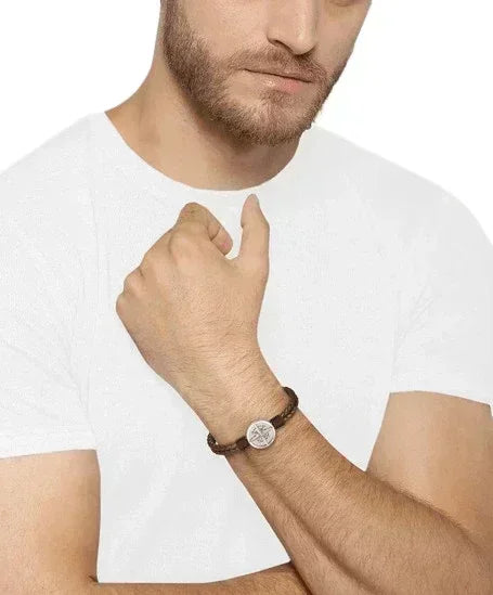 Hugo Boss Jewellery Brown Leather Men's bracelet 1580497M