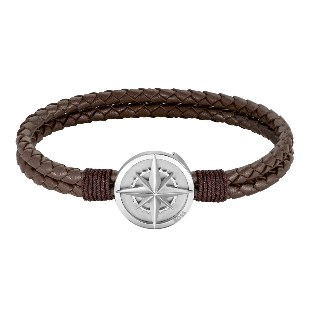 Hugo Boss Jewellery Brown Leather Men's bracelet 1580497M