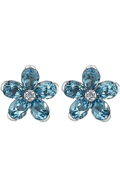 10K White Gold 43mm Blue Topaz Earring