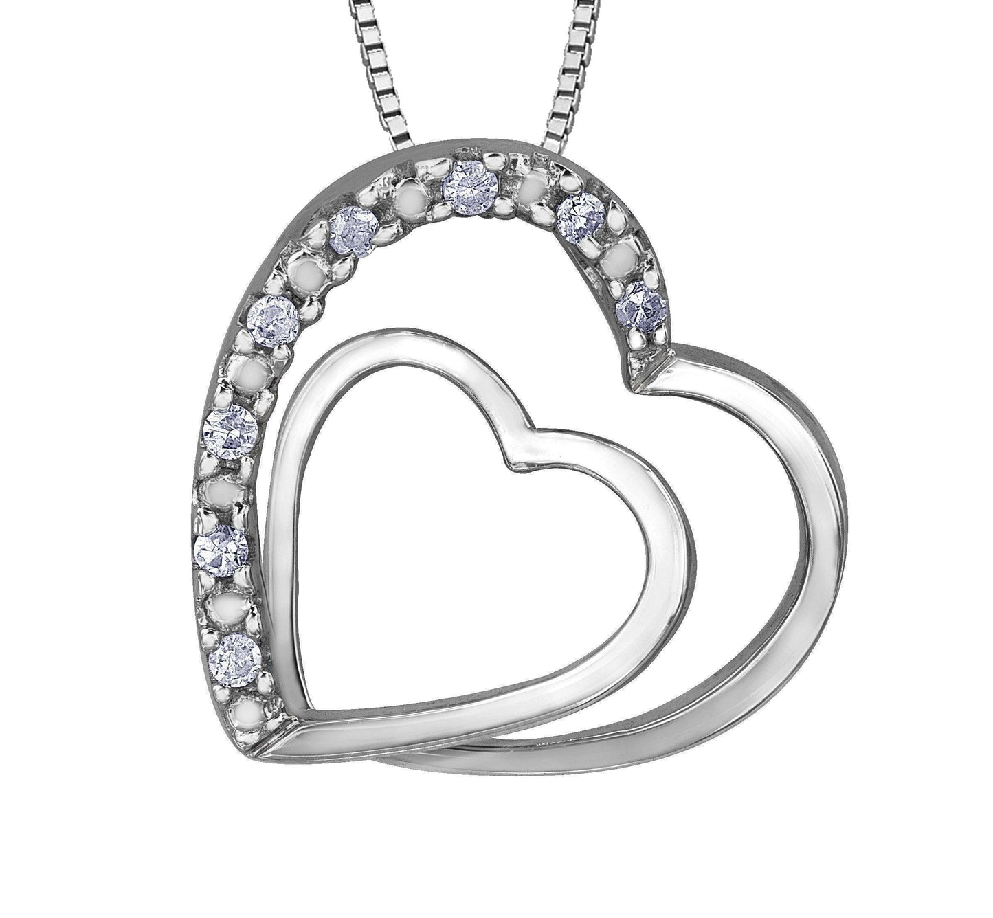10K White Gold 0.05TDW Diamond Heart Pendant 20029