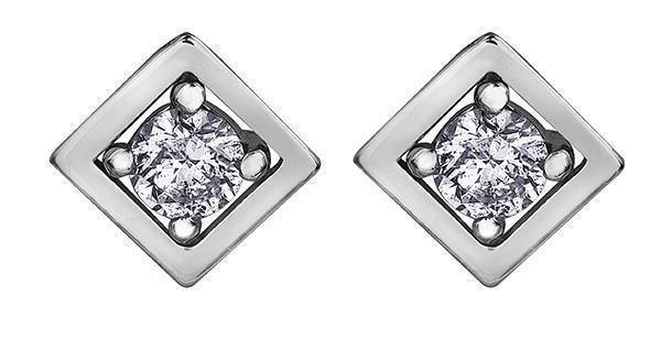 10K White Gold 0.08TDWW Diamond Earrings