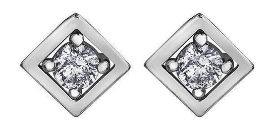 10K White Gold 0.08TDWW Diamond Earrings
