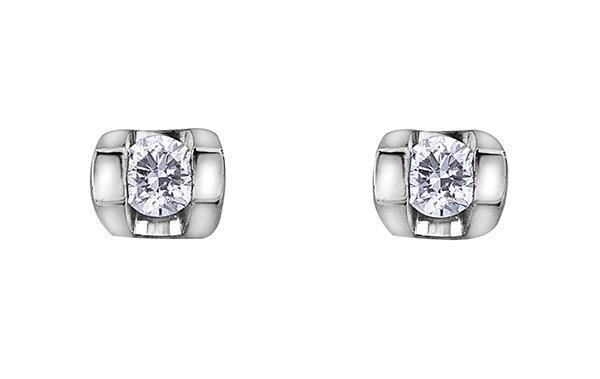 10K White Gold 0.06TDWW Diamond Earrings