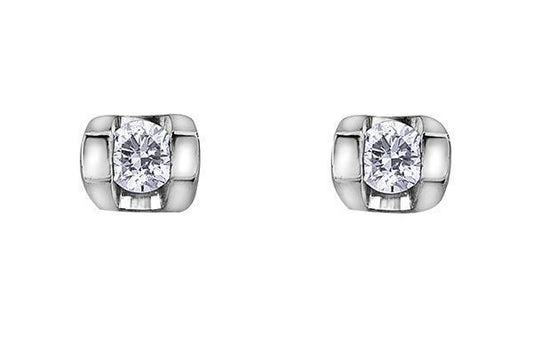 10K White Gold 0.06TDWW Diamond Earrings