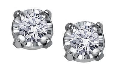 10K White Gold 0.04TDW Diamond Earrings