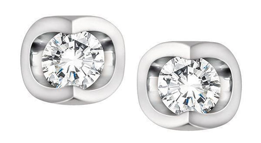 10K White Gold 0.06TDW Diamond Earrings