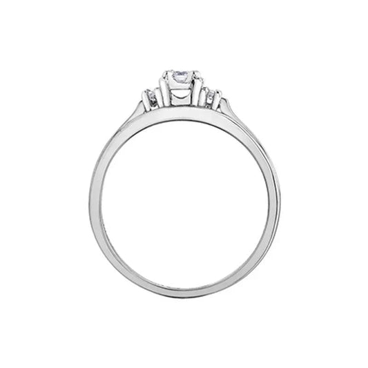 0.18TDW Diamond Engagement Ring in 10K White Gold with Side Diamonds