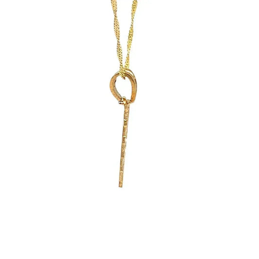 10K Solid Yellow Gold Initial Letter W Square Pendant