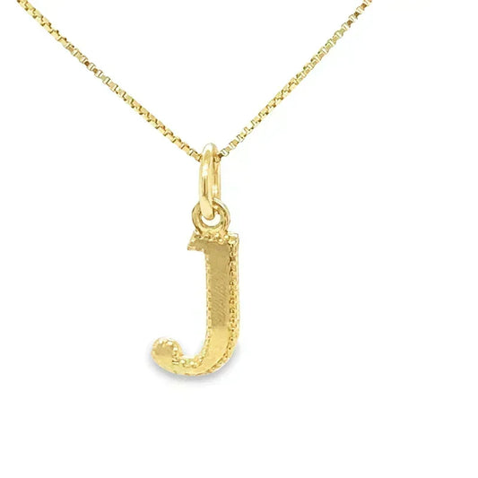 10 Karat Yellow Gold Initial Letter J Pendant
