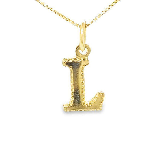 10K Yellow Gold Initial Letter L Pendant