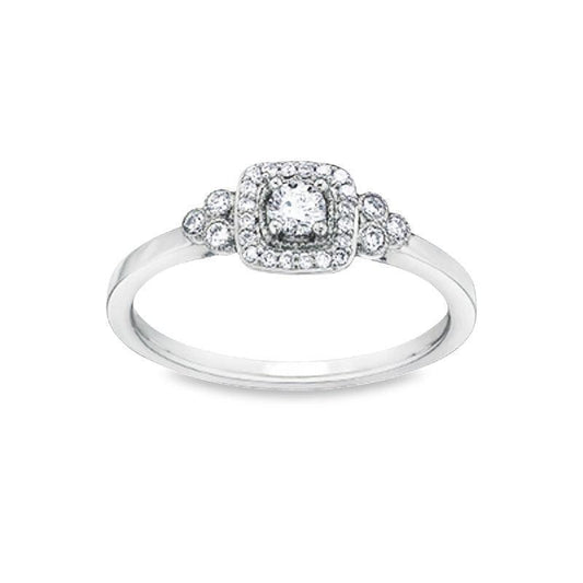 10K White Gold 0.23TDW Canadian Diamond Wedding Set