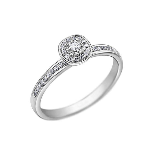 10K White Gold 0.13TDW Canadian Diamond Halo Promise Ring