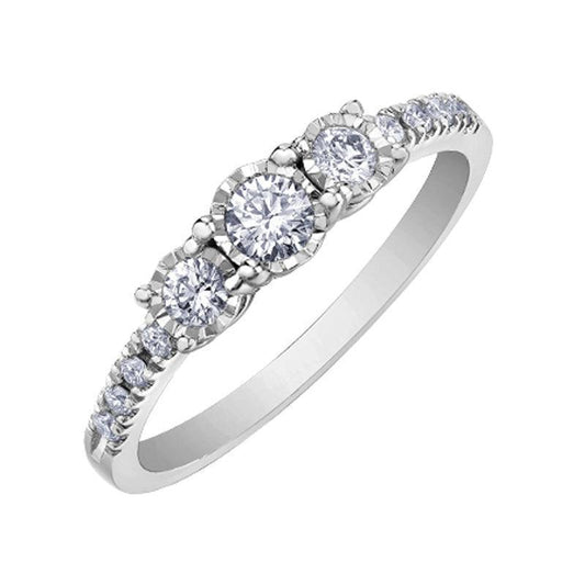 0.33TDW Diamond Illusion Wedding Ring Set in 10K White Gold