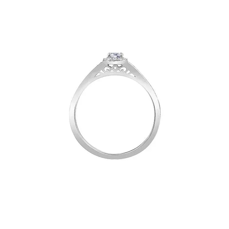 10K White Gold 0.25TDW Canadian Diamond 0.14CT Halo Engagement Ring