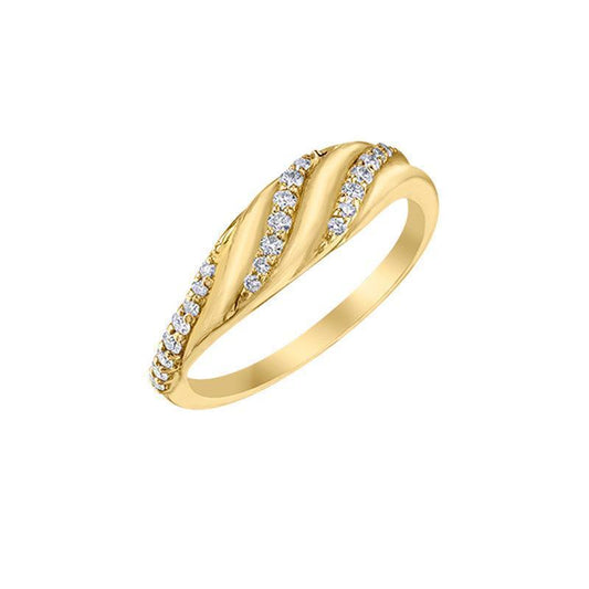 0.17 TDW Diamond Fancy Sparkling Twist Band in 10K Yellow Gold