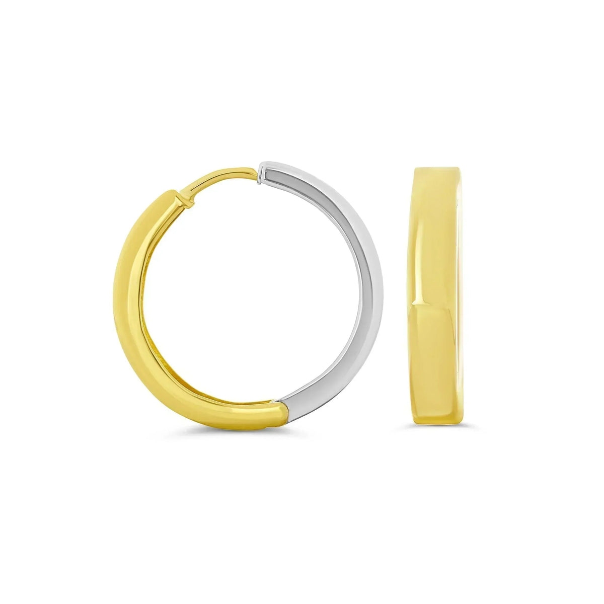 10K Yellow & White Gold High Polish Huggies Earrings