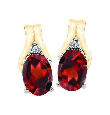January Birthstone Earring with Diamond Accent set in 10k Yellow gold
