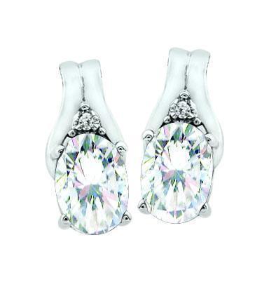 Canadian Diamond Solitaire Earrings in Tension Set in 14K White Gold