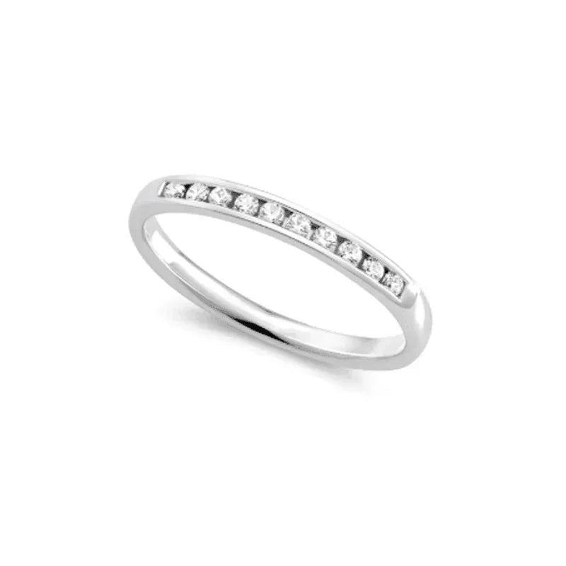 0.25TDW & 10K White Gold Diamond Anniversary Band with Channel Setting
