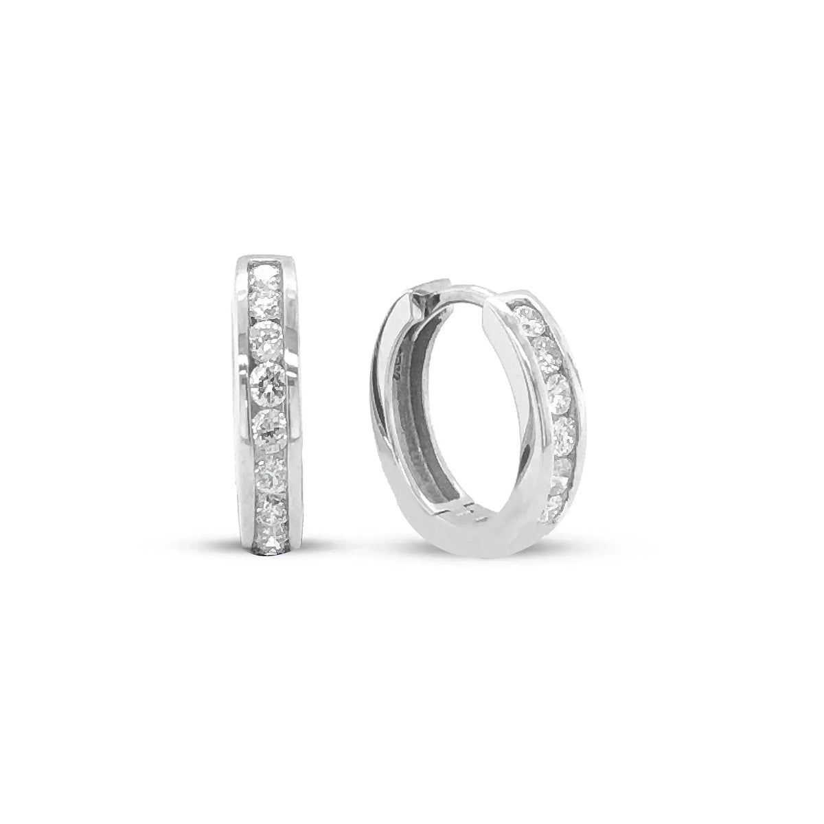 10k White Gold CZ Glitter Ball 10mm Stud Earrings