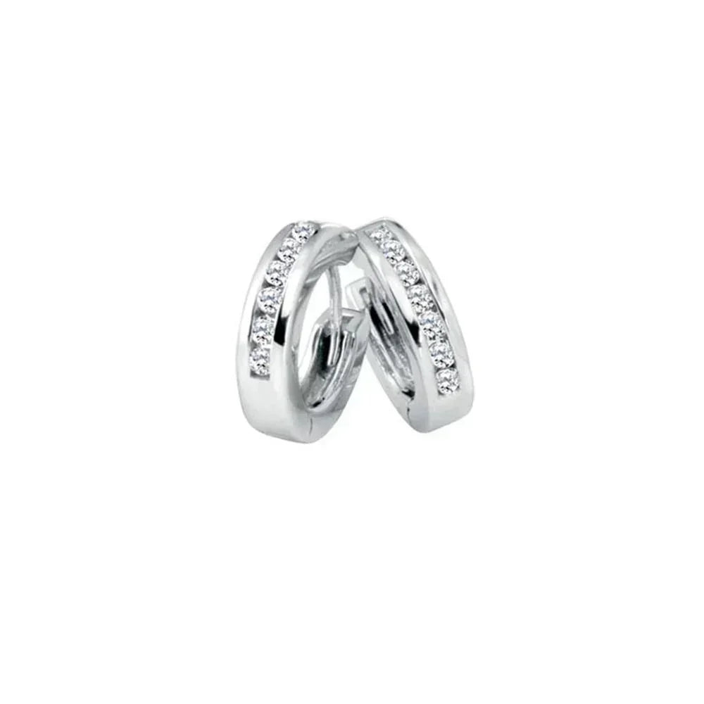 Diamond Classic Huggies set with 1.00tdw in 10K White Gold